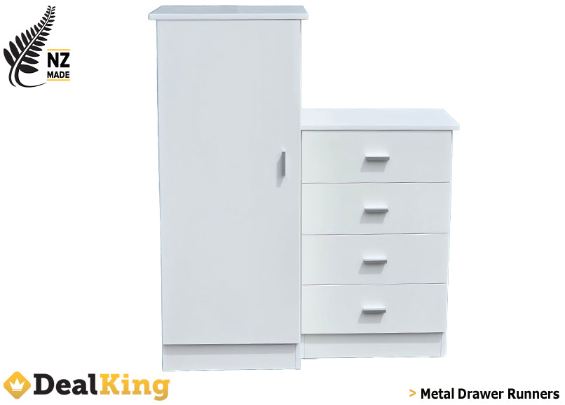 WHITE FULLY ASSEMBLED NZ MADE KIDS WARDROBE & TALLBOY